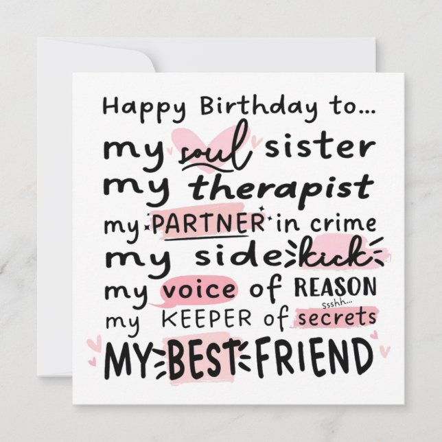 Bestie Birthday Card -Birthday Card For BestFriend (Front)