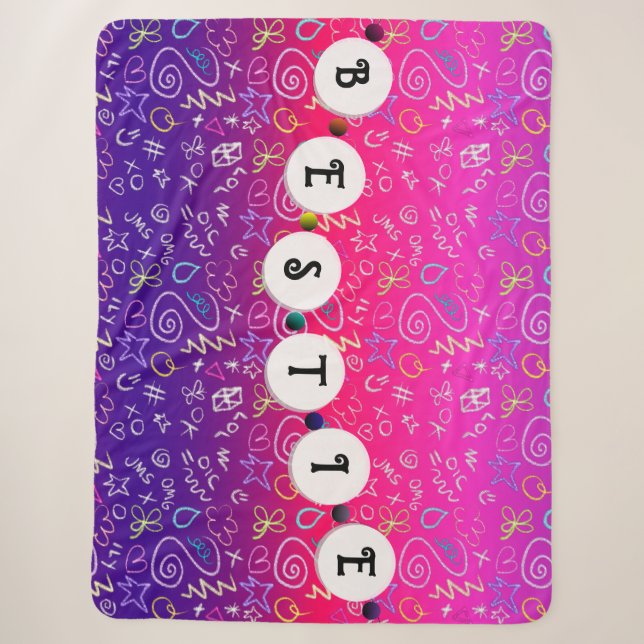 Bestie Bracelet - Friendship Design Sherpa Blanket (Front)