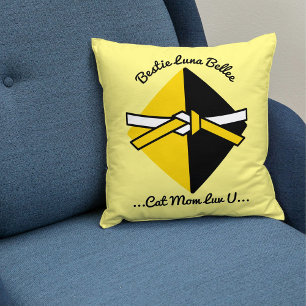 Bestie Cat Mom Personalized Cute Love Quote Script Throw Pillow