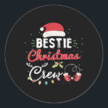 Bestie Christmas Crew Funny Best Friend Matching  Classic Round Sticker<br><div class="desc">Bestie Christmas Crew Funny Best Friend Matching</div>