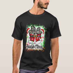 Bestie Claus Couples Coquette Bow Santa Christmas T-Shirt