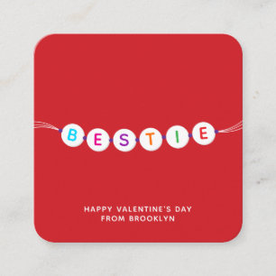 Bestie cute friendship bracelet red Valentine's Enclosure Card
