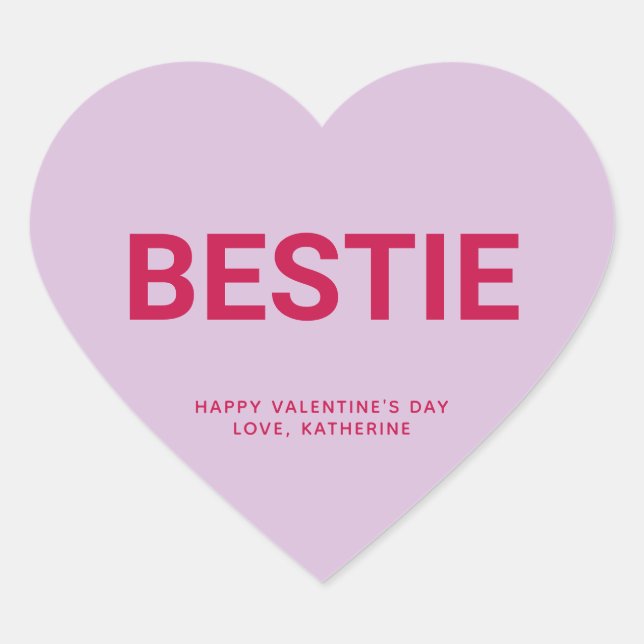 Bestie cute fun Valentine's Day conversation Heart Sticker (Front)