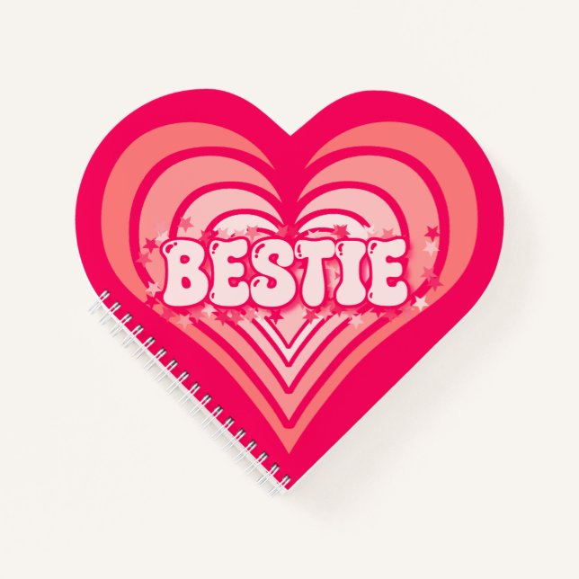 Bestie Cutie Lumineuse Coeur Rose Carnet Spiral (Devant)