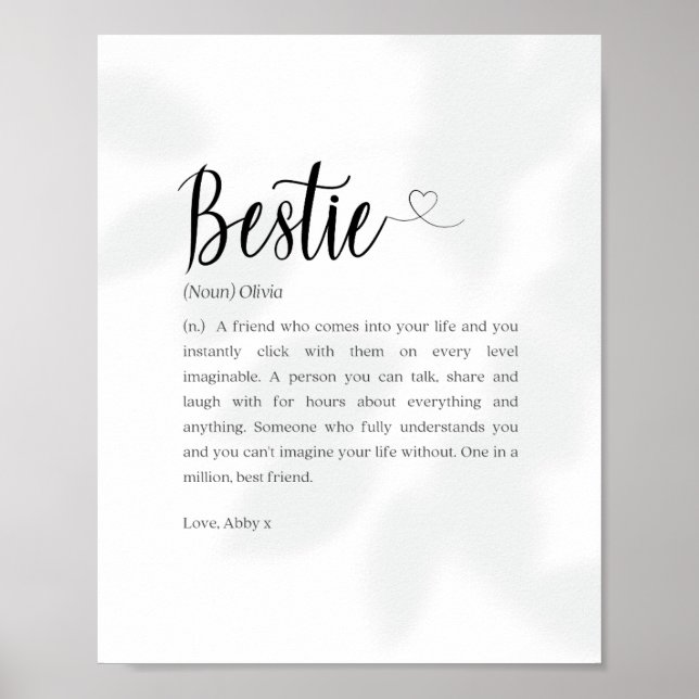 Bestie Definition Print, Personalized gifts BFF Poster (Front)