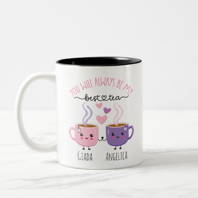 Bestie Mug: Best-Tea Mug, Personalized Two-Tone Coffee Mug (Left)