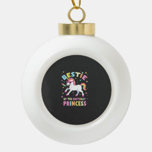 Bestie of the Birthday Princess Girl Dabbing Unico Ceramic Ball Christmas Ornament