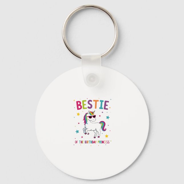 Bestie of the Birthday Princess Girl Dabbing Unico Keychain (Front)