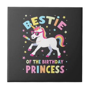Bestie of the Birthday Princess Girl Dabbing Unico Tile