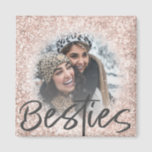 Bestie Rose Gold Glitter Sparkle Photo  Magnet<br><div class="desc">Cute and girly  template. It consists of a rose gold sparkly glitter frame which gradually fades out to reveal your favourite photo. Customize to create your own unique gift.</div>