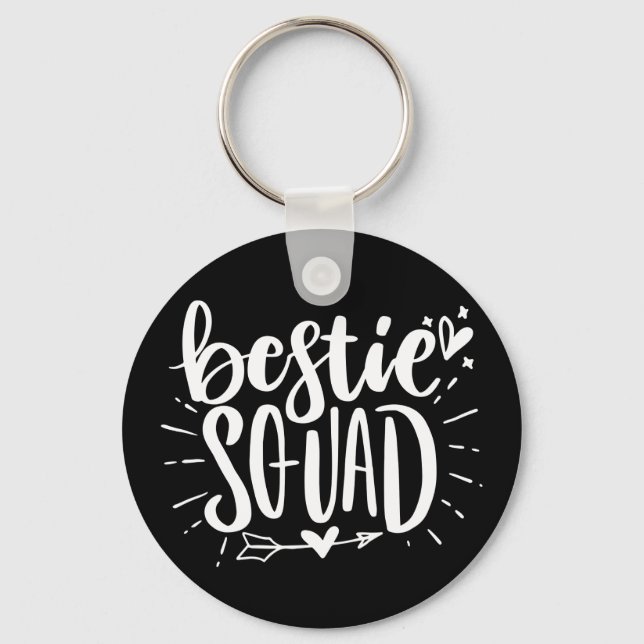 Bestie Squad BFF Best Friend Lettering Quote  Keychain (Front)