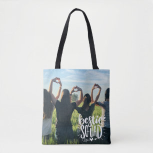 Bestie Squad Personalized Photo BFF Lettering Tote Bag