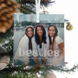 Bestie Trendy Typography Photo Keepsake  Glass Ornament<br><div class="desc">Celebrate your friendship with your bestie/s with this cute photo glass ornament featuring "besties" in trendy transparant lettering along the bottom with name/s.</div>