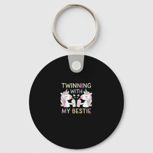 Bestie Twin Sister Unicorn Matching Birthday Party Keychain