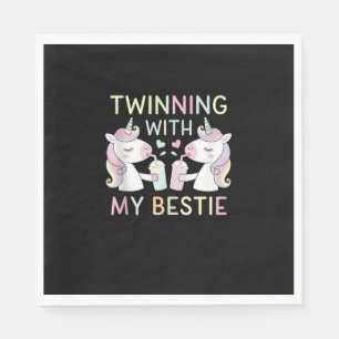 Bestie Twin Sister Unicorn Matching Birthday Party Napkin