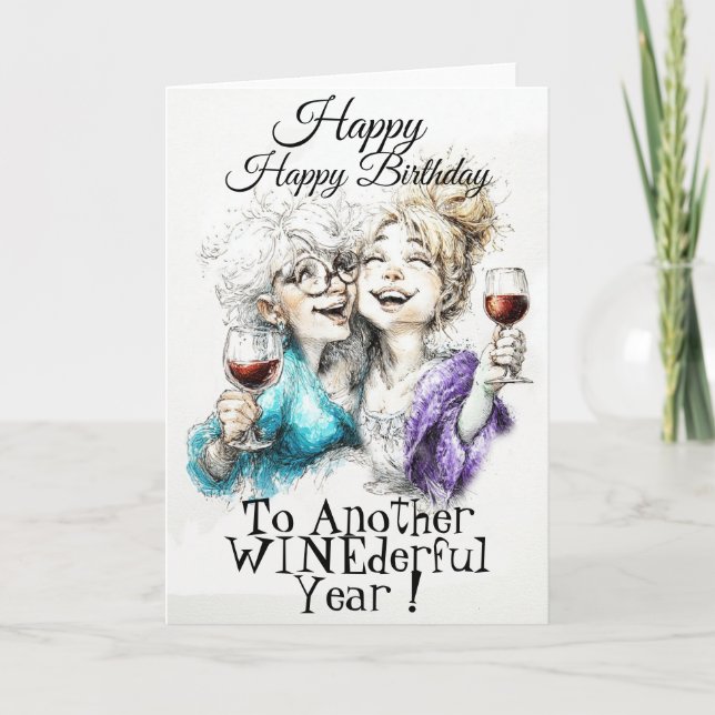 Bestie Wine Birthday  Card (Front)