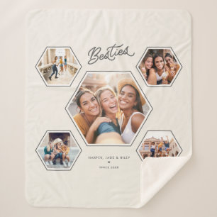 Besties 5 Photo Collage Custom Friendship Keepsake Sherpa Blanket