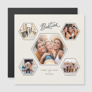 Besties 5 Photo Custom Collage Script Magnet