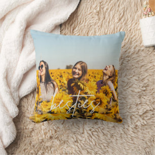 Besties Best Friend Photo Friendship Throw Pillow