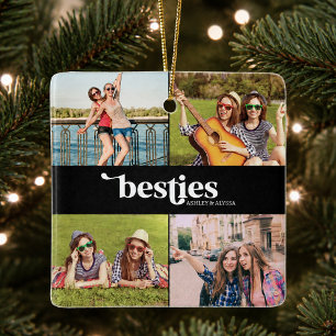 Besties Best Friends 4 Photo Ceramic Ornament