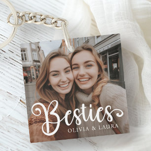 Besties best friends custom names photo keychain