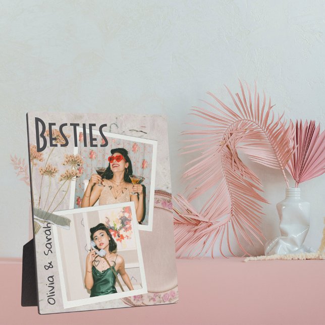 Besties best friends custom names photo  plaque (Creator Uploaded)