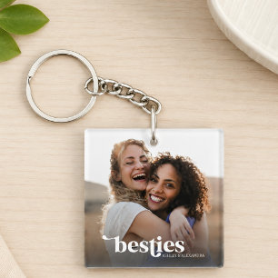 Besties Best Friends Custom Photo Keychain