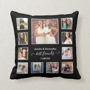  Besties Best Friends Forever 11 Photo Collage   Throw Pillow