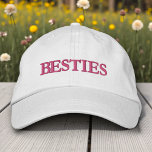 Besties Best Friends Modern Typography Custom Embroidered Hat<br><div class="desc">Besties Best Friends Modern Typography Custom Embroidered Baseball Cap features the simple modern embroidered text "Besties". Perfect as a gift for your best friend,  cousin,  sister,  mom and more. Created by Evco Studio www.zazzle.com/store/evcostudio</div>