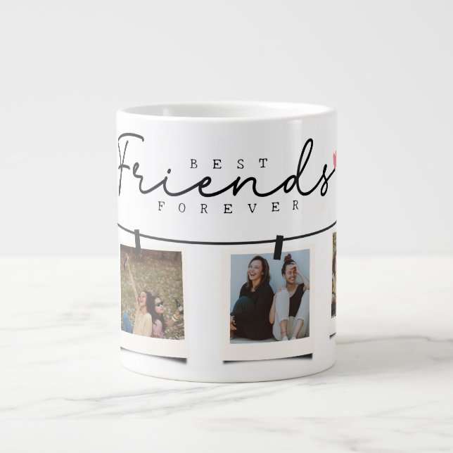 Besties Best Friends Personalized Gift Photo Large Coffee Mug (Front)
