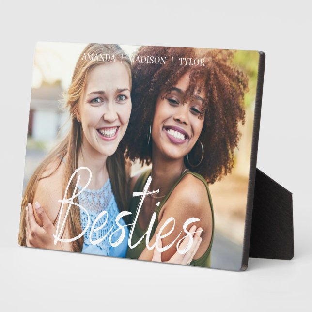 Besties | Best Friends Personalized Names Photo Plaque (Side)