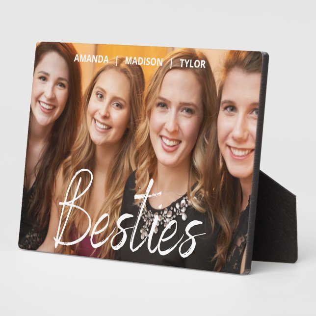 Besties | Best Friends Personalized Names Photo Plaque (Side)
