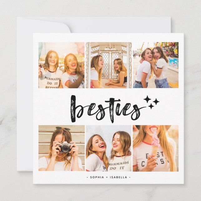 Besties Best Friends Photo Collage Card (Front)