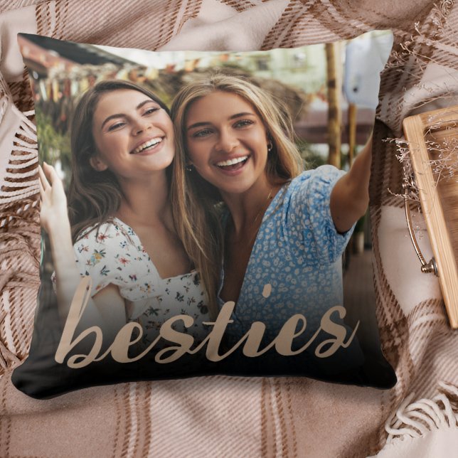 Besties | Best Friends Photo Gift Throw Pillow (Creator Uploaded)