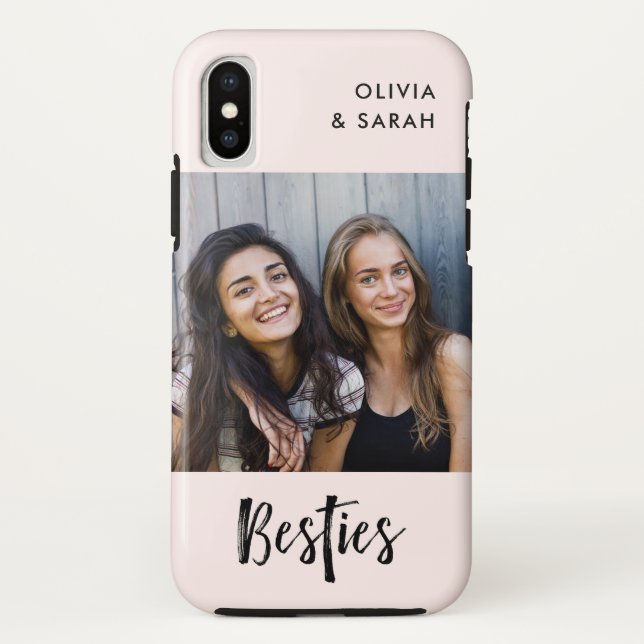 Besties | Best Friends Photo on Blush Pink Case-Mate iPhone Case (Back)