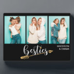 Besties Best Friends Three Photo Personalized Name Plaque<br><div class="desc">This modern design features three of your favourite photos with the text "besties" in fun typography with your personalized names. Personalized by editing the text in the text boxes provided. #photo #photogifts #gifts #gift #giftsforher #girly #bffs #bestfriends #bffgifts #birthdaygifts #holidaygifts #personalizedgifts #name #personalized</div>