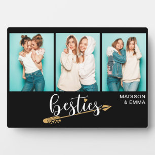 Besties Best Friends Three Photo Personalized Name Plaque
