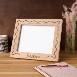 Besties Best Friends Wavy Border Laser Etched Frames