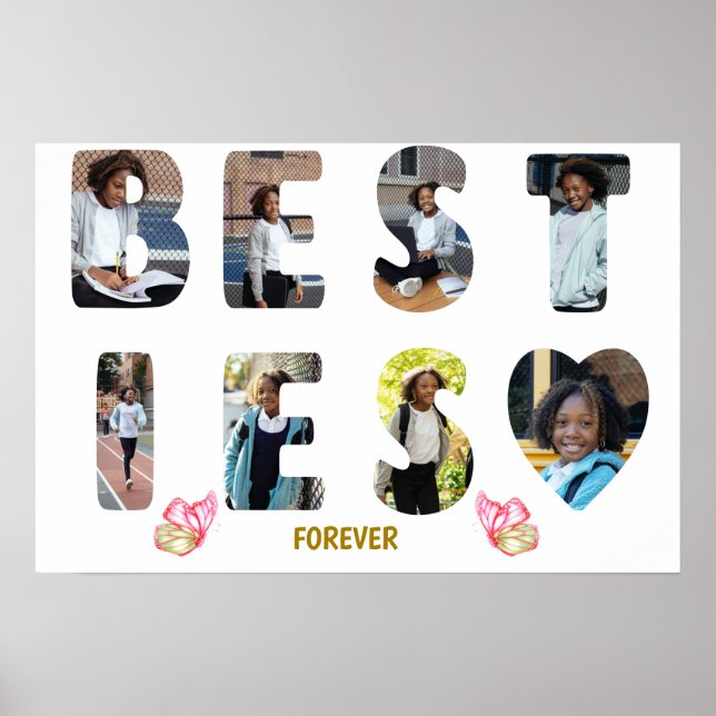 Besties BFF Friends Forever 8 Photo Image Poster (Front)