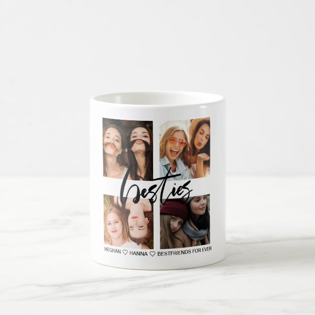 Besties black photo collage best friends Mug (Center)