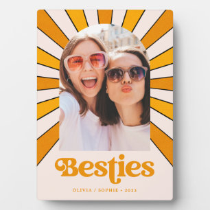 Besties Boho Retro Sun and Photo Best Friends Plaque