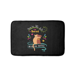 Besties Cat and Dog Funny Quote Bath Mat