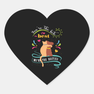 Besties Cat and Dog Funny Quote Heart Sticker