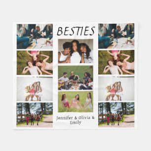 Besties Custom Photo Collage & Names  Fleece Blank Blanket