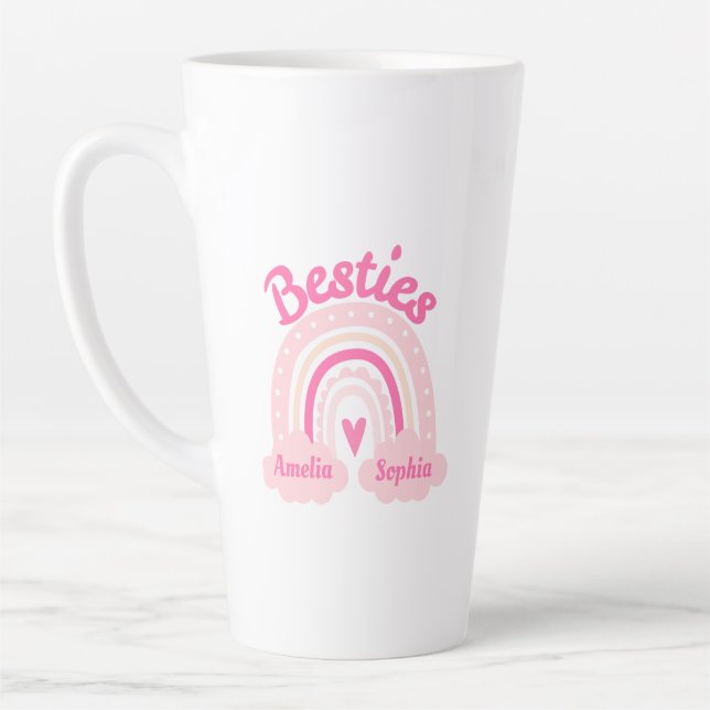 Besties Custom Photo & Name  Latte Mug (Left)