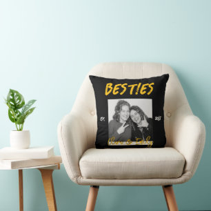 Besties Custom Photo Names and Year Throw Pillow