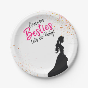 Besties Doll Pink Glitter Party Paper Plate