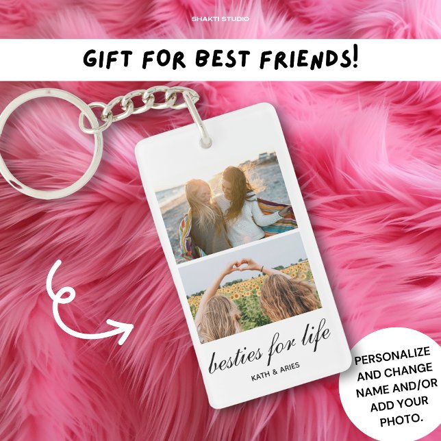 Besties For Life Best Friend Gift Photo Acrylic Keychain (Creator Uploaded)