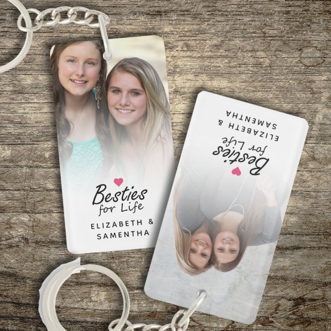 Besties For Life Chic Best Friends Photo Keepsake Keychain (Creator Uploaded)