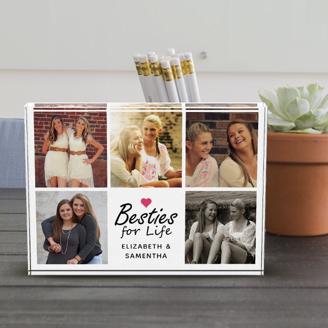 Besties For Life Script Best Friends Photo Collage Block (Creator Uploaded)